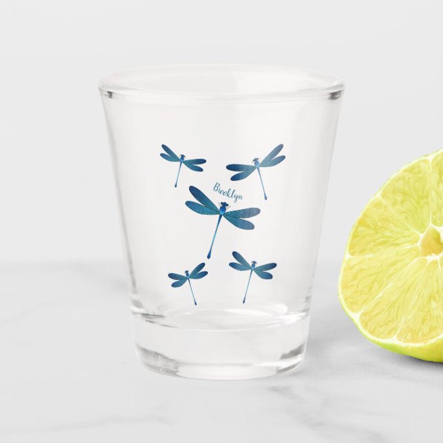 Vaso De Chupito Ilustracion personalizado de la libélula (Anverso)