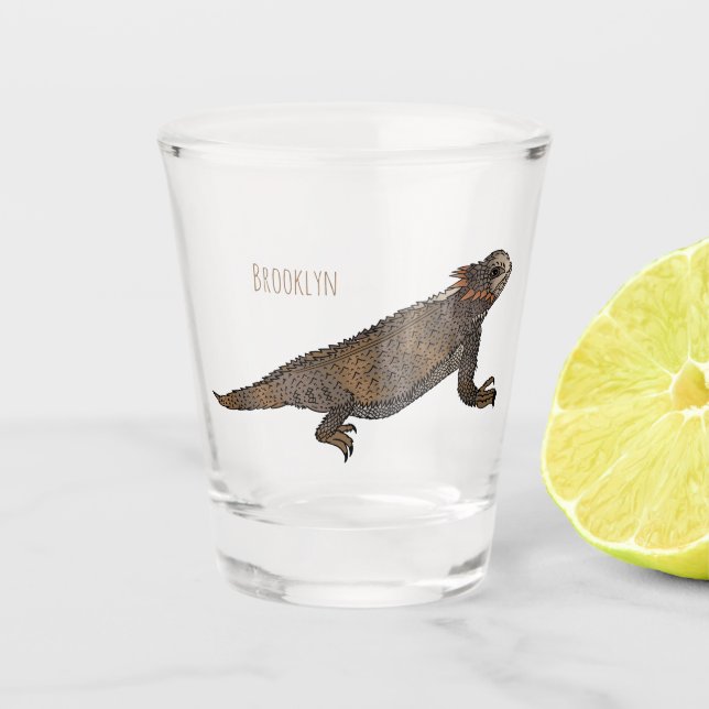 Vaso De Chupito Ilustracion personalizado de lagarto de cuerno de  (Anverso)