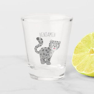 Vaso De Chupito Ilustracion personalizado de leopardo de las nieve