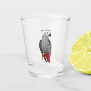 Vaso De Chupito Ilustracion personalizado de loro gris africano