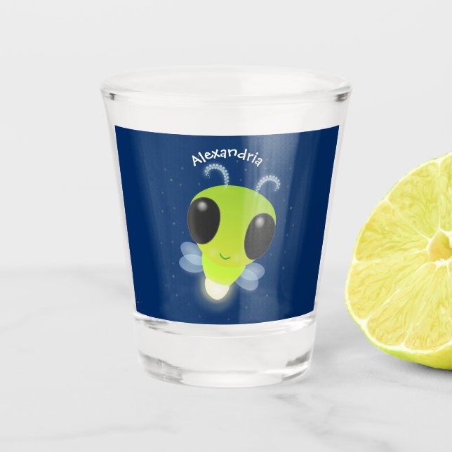 Vaso De Chupito Ilustracion personalizado de luciérnaga con brillo (Anverso)