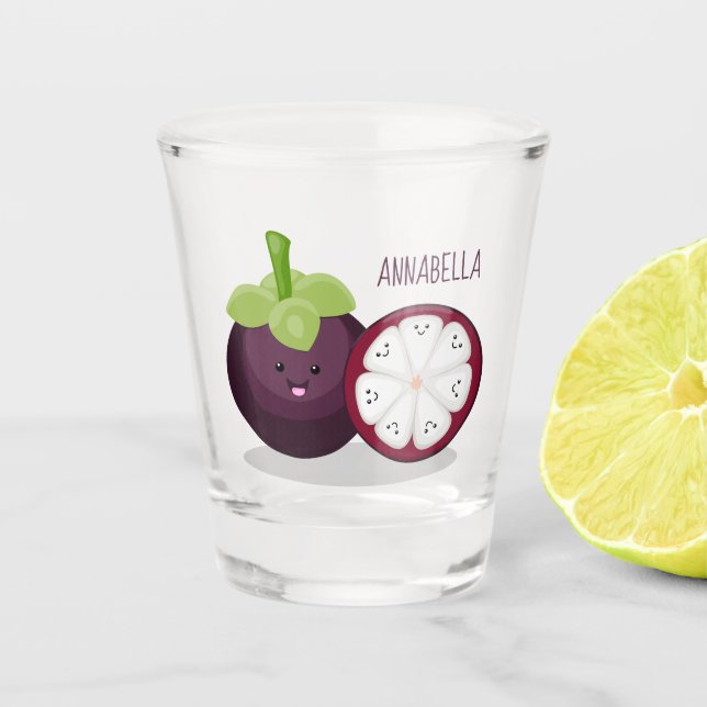 Vaso De Chupito Ilustracion personalizado de mangostino morado (Anverso)
