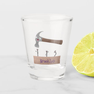 Vaso De Chupito Ilustracion personalizado de martillo y clavos lin