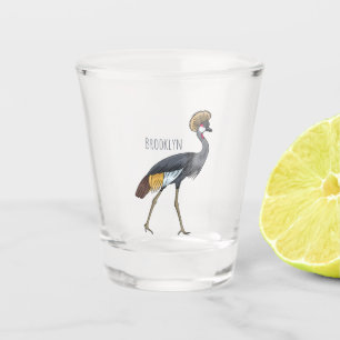 Vaso De Chupito Ilustracion personalizado de pájaro grullo coronad