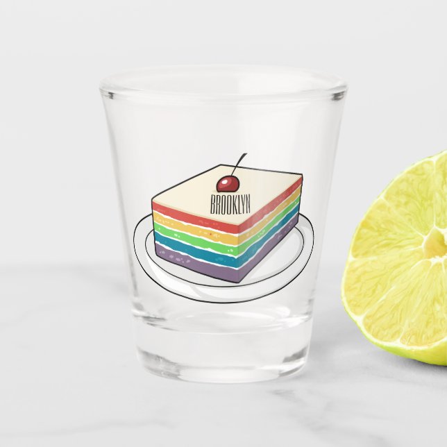 Vaso De Chupito Ilustracion personalizado de pastel de arcoiris (Anverso)
