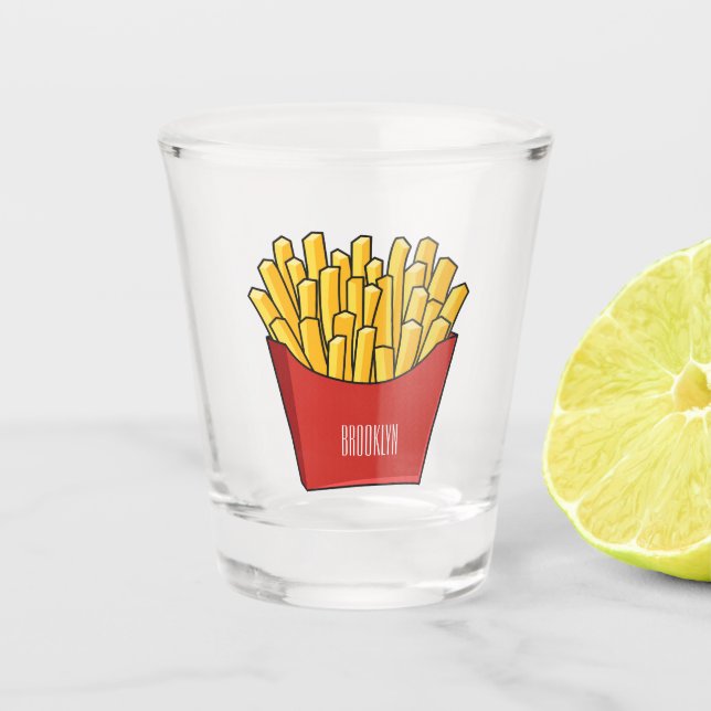 Vaso De Chupito Ilustracion personalizado de patatas fritas (Anverso)
