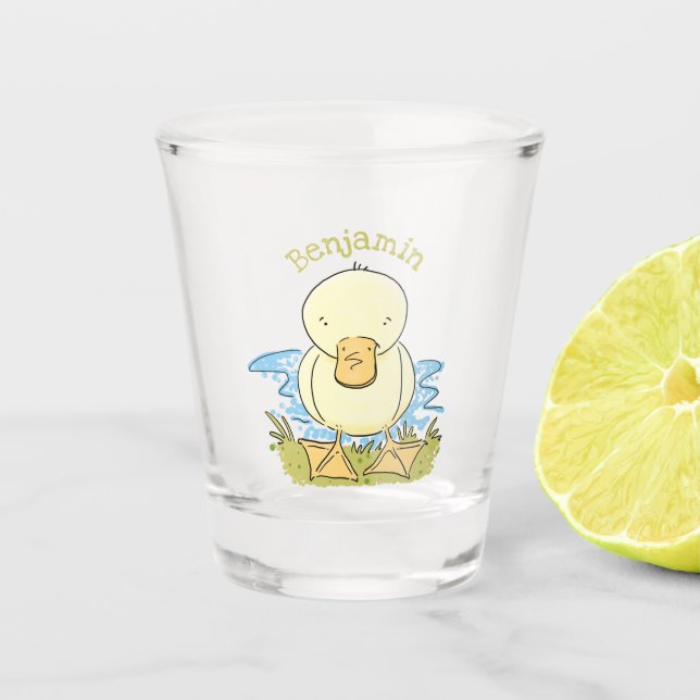 Vaso De Chupito Ilustracion personalizado de pato amarillo (Anverso)