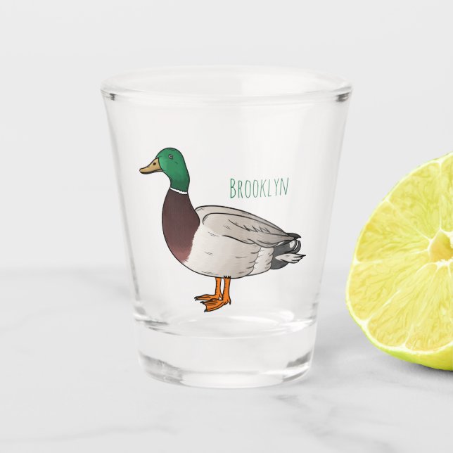 Vaso De Chupito Ilustracion personalizado de pato mallard (Anverso)