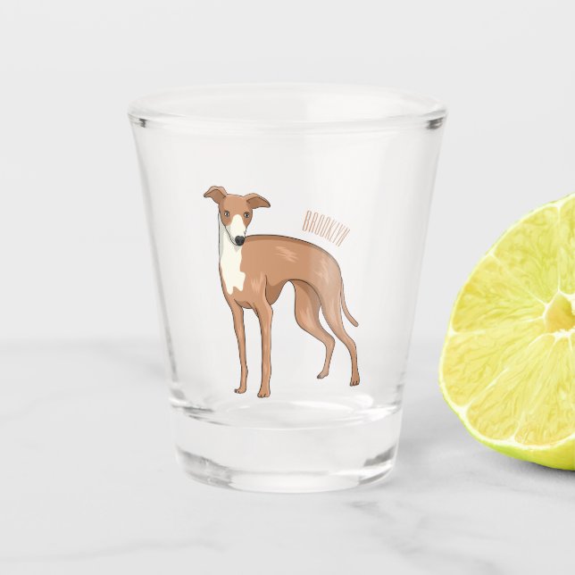 Vaso De Chupito Ilustracion personalizado de perro de Greyhound (Anverso)