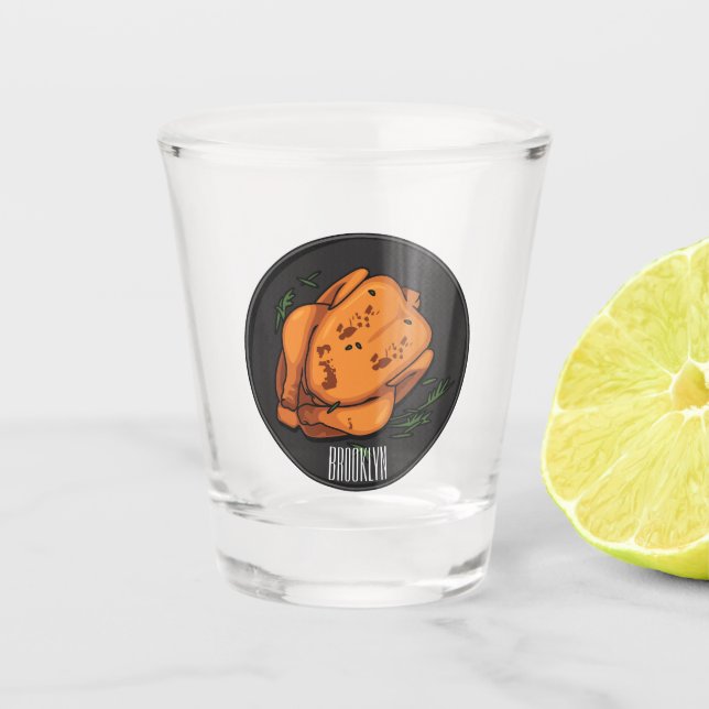 Vaso De Chupito Ilustracion personalizado de pollo asado (Anverso)