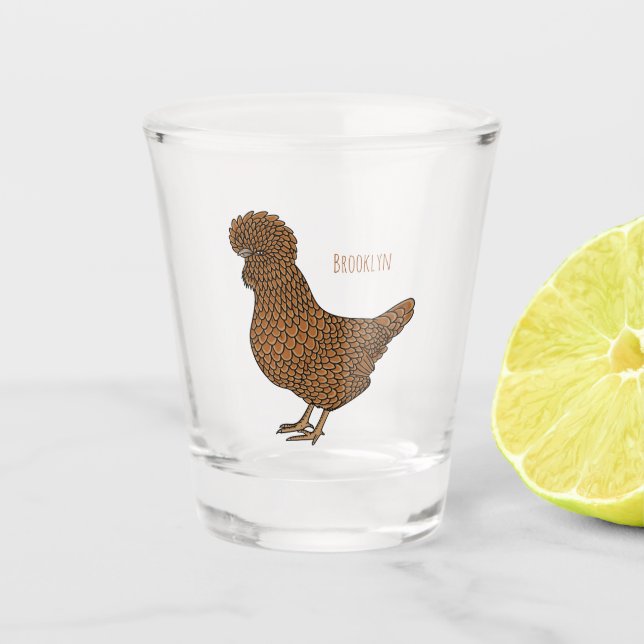 Vaso De Chupito Ilustracion personalizado de pollo polaco Chamois (Anverso)