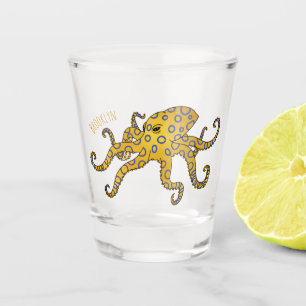 Vaso De Chupito Ilustracion personalizado de pulpo de anillo azul