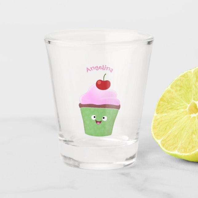 Vaso De Chupito Ilustracion personalizado de quequitos alegres (Anverso)