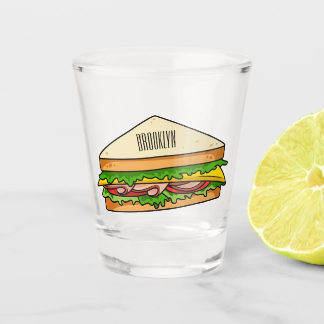 Vaso De Chupito Ilustracion personalizado de sándwich (Anverso)