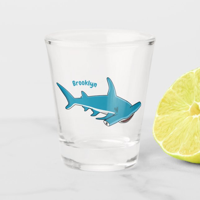 Vaso De Chupito Ilustracion personalizado de tiburón martillo (Anverso)