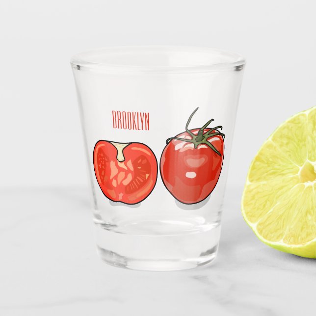 Vaso De Chupito Ilustracion personalizado de tomate (Anverso)
