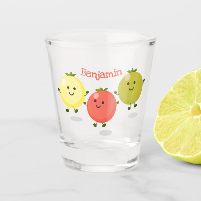 Vaso De Chupito Ilustracion personalizado de tomates de cerezo (Anverso)