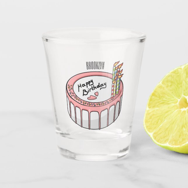 Vaso De Chupito Ilustracion personalizado de torta de cumpleaños (Anverso)
