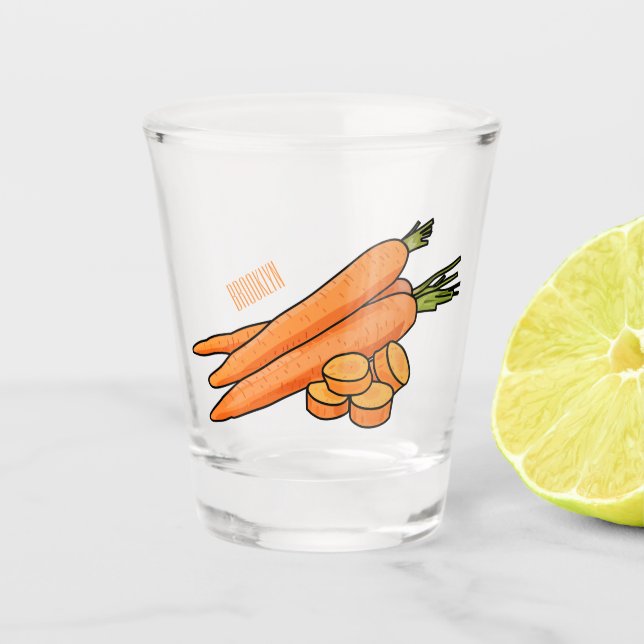 Vaso De Chupito Ilustracion personalizado de zanahoria (Anverso)