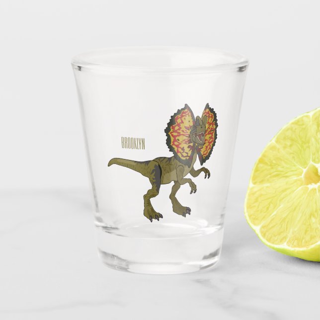 Vaso De Chupito Ilustracion personalizado Dilophosaurus (Anverso)