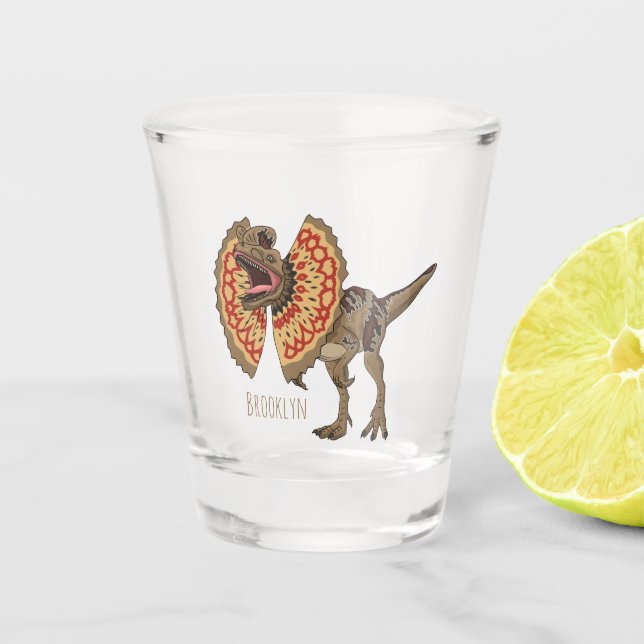 Vaso De Chupito Ilustracion personalizado Dilophosaurus (Anverso)