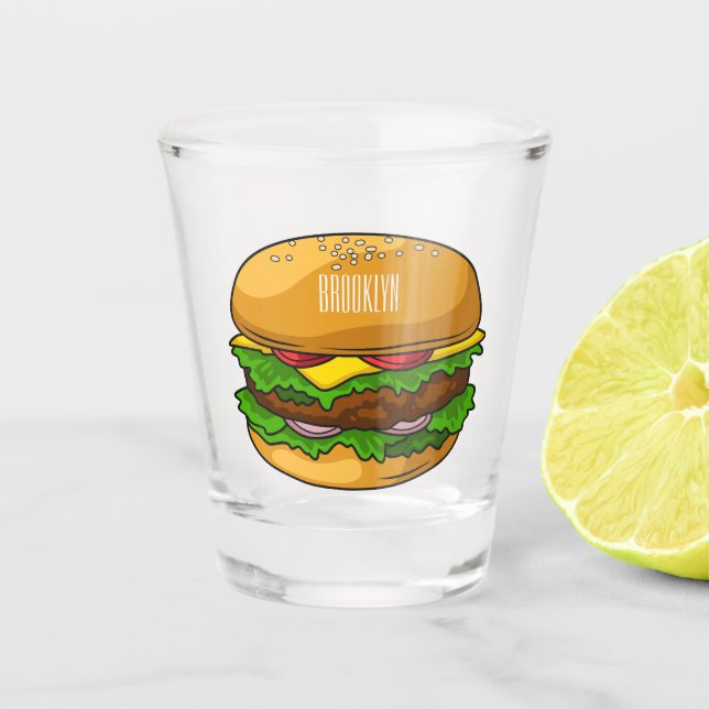 Vaso De Chupito Ilustracion personalizado Hamburger (Anverso)