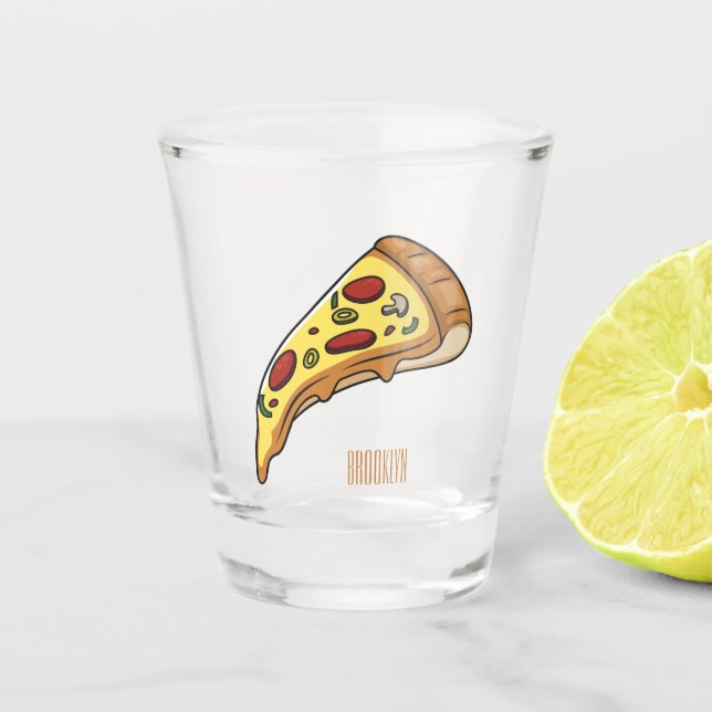 Vaso De Chupito Ilustracion personalizado Pizza (Anverso)
