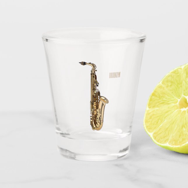Vaso De Chupito Ilustracion personalizado saxofón (Anverso)