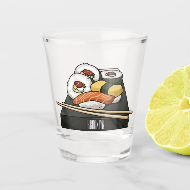 Vaso De Chupito Ilustracion personalizado Sushi (Anverso)
