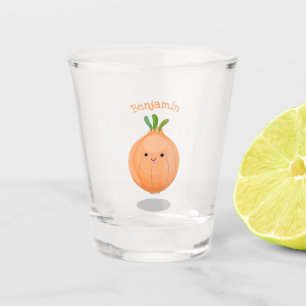 Vaso De Chupito Ilustracion personalizado verde de cebolla marrón 