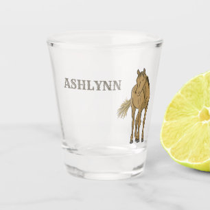 Vaso De Chupito Ilustracion realista del Caballo Marrón de Sorrel