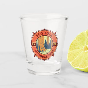 Vaso De Chupito Ilustracion Retro del Parque Nacional Sequoia