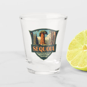Vaso De Chupito Ilustracion Retro del Parque Nacional Sequoia
