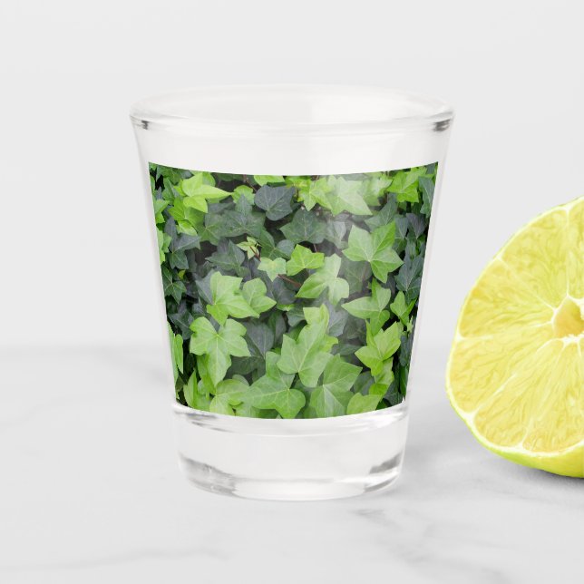 Vaso De Chupito Impresión botánica de marfil verde (Anverso)