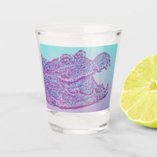 Vaso De Chupito Impresión de cocodrilos azul y púrpura