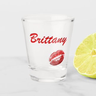 Vaso De Chupito Impresión de lápiz labial rojo brillante
