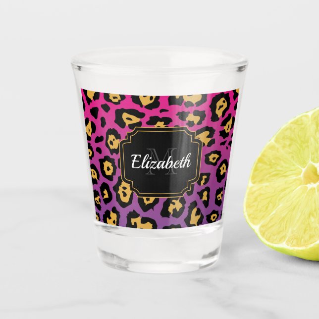 Vaso De Chupito Impresión de leopardo púrpura (Anverso)