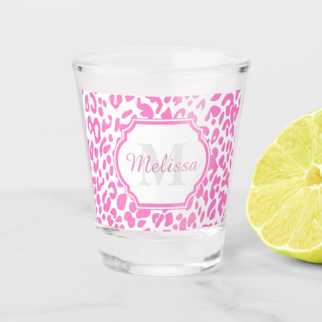 Vaso De Chupito Impresión de leopardo rosa (Anverso)