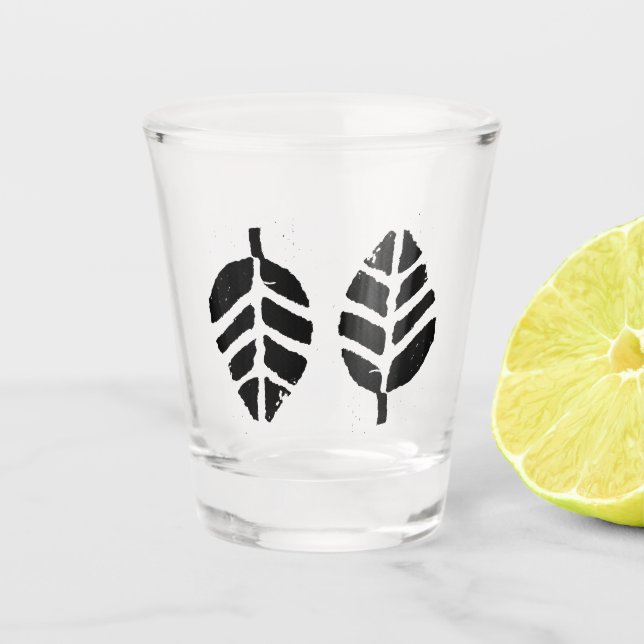 Vaso De Chupito Impresión de papa de patrón de hojas (Anverso)