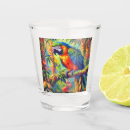 Vaso De Chupito Impresionante Loro Tropical Pájaro Azul Verde