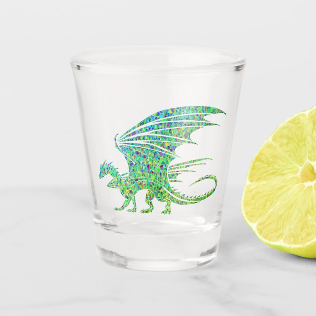 Vaso De Chupito Impresionante mosaico del Dragón Verde (Anverso)