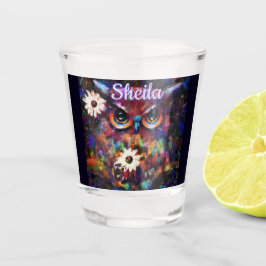 Vaso De Chupito Impresionista y caprichosa lechuza floral personal