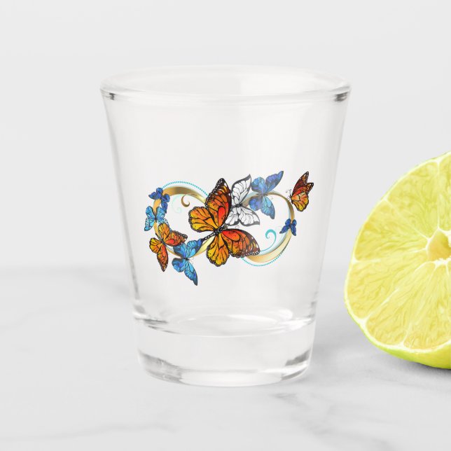 Vaso De Chupito Infinidad de mariposas monarca (Anverso)