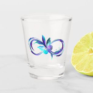 Vaso De Chupito Infinito brillante con mariposa mágica