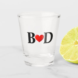 Vaso De Chupito Iniciales Corazón Personalizado