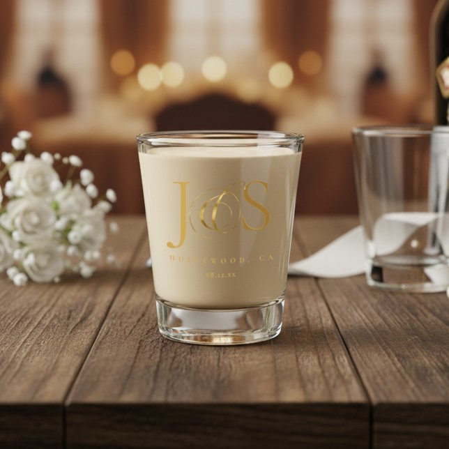 Vaso De Chupito Iniciales de boda simplemente elegantes en oro ID1 (Subido por el creador)