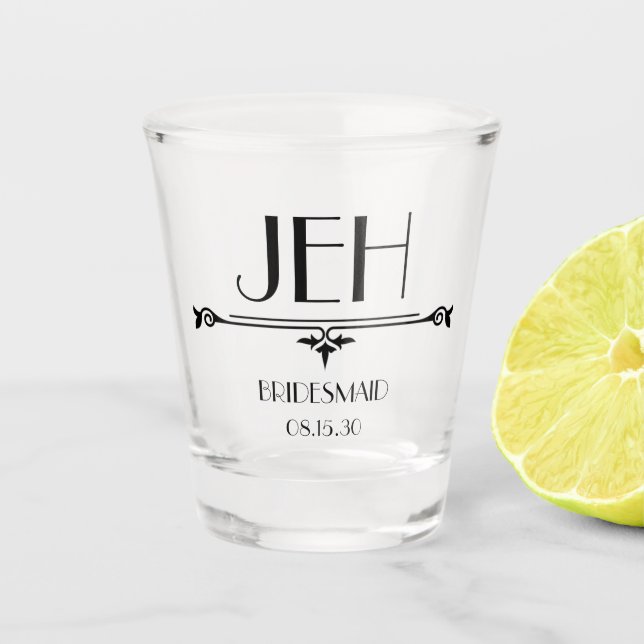 Vaso De Chupito Iniciales de Dama de Honor (Anverso)
