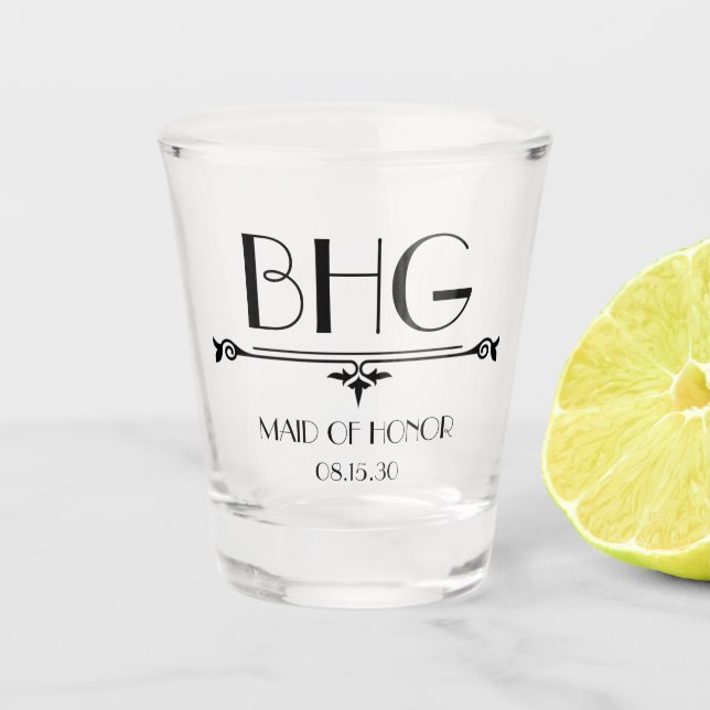 Vaso De Chupito Iniciales de Dama de Honor (Anverso)