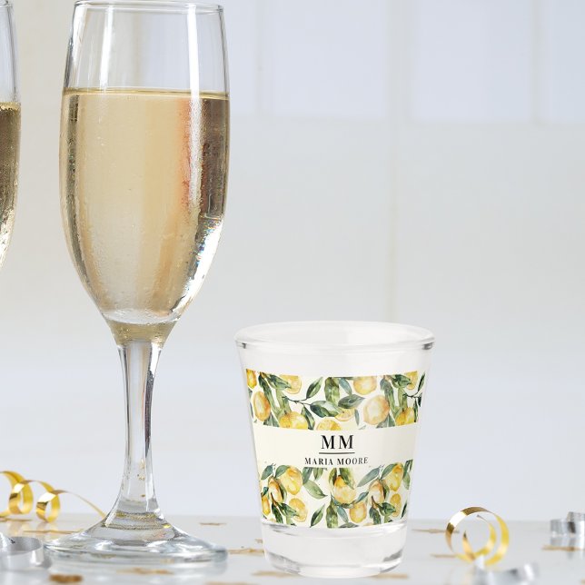 Vaso De Chupito Iniciales de monograma de limones nombre (Subido por el creador)