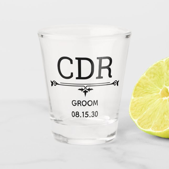 Vaso De Chupito Iniciales del novio (Anverso)